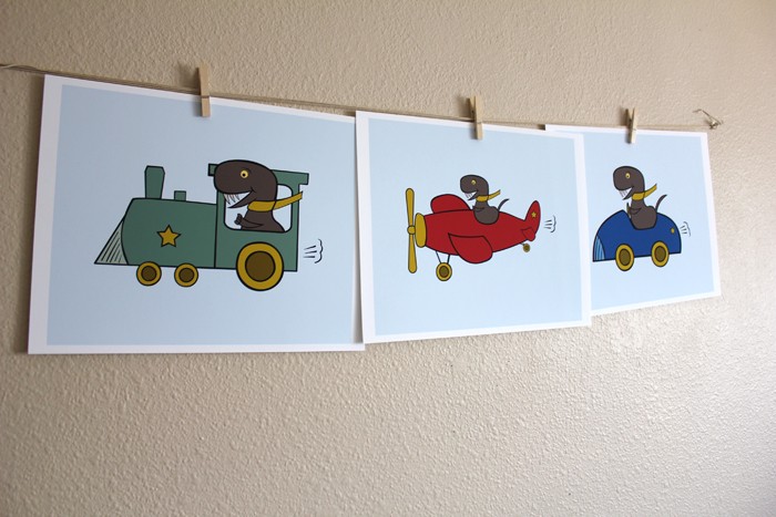 Dinosaur & Transportation, Three 8x10 Prints
